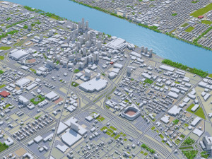 Detroit city Michigan USA 70km 3Dモデル