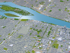 Detroit city Michigan USA 70km 3Dモデル
