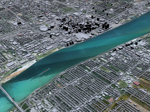 Detroit city Michigan USA 70km 3Dモデル