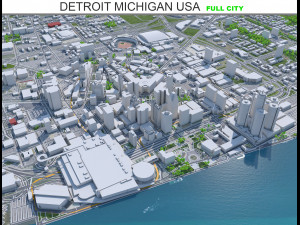 Detroit city Michigan USA 70km 3D 模型