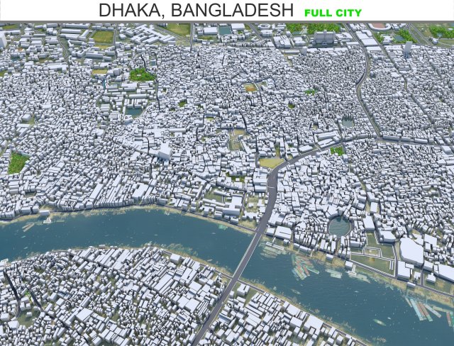 Dhaka city Bangladesh 40km Model 3D .c4d .max .obj .3ds .fbx .stl .blend 