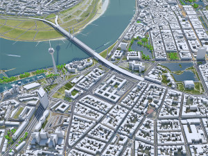 Dusseldorf city Germany 50km 3D Model