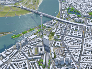 Dusseldorf city Germany 50km 3Dモデル
