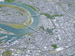 Dusseldorf city Germany 50km 3Dモデル
