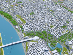 Dusseldorf city Germany 50km 3Dモデル