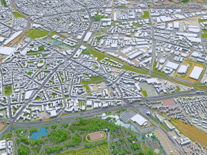 Dusseldorf city Germany 50km 3Dモデル