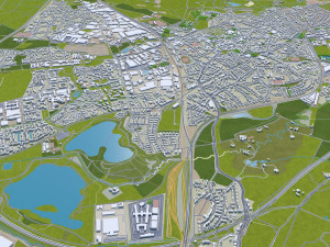Dusseldorf city Germany 50km 3Dモデル