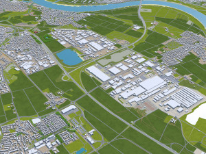 Dusseldorf city Germany 50km 3Dモデル