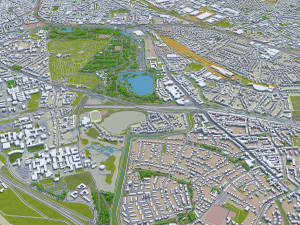 Dusseldorf city Germany 50km 3Dモデル