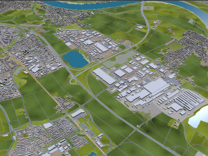 Dusseldorf city Germany 50km 3Dモデル