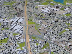 Dusseldorf city Germany 50km 3Dモデル
