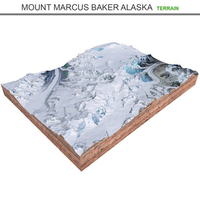 Mount Marcus Baker Alaska terrain  3D Model .c4d .max .obj .3ds .fbx .lwo .lw .lws