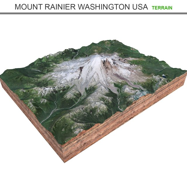 Mount Rainier Washington USA terrain  3D Model .c4d .max .obj .3ds .fbx .lwo .lw .lws