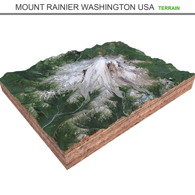 Mount Rainier Washington USA terrain 3D 模型 .c4d .max .obj .3ds .fbx .stl .blend 