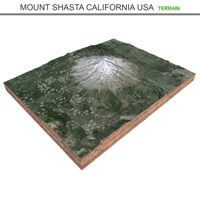 Mount Shasta California USA Terrain 3D Model .c4d .max .obj .3ds .fbx .stl .blend