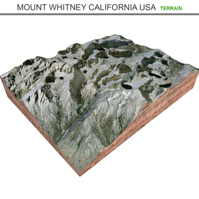 Mount Whitney California USA Terrain  3D Model .c4d .max .obj .3ds .fbx .lwo .lw .lws