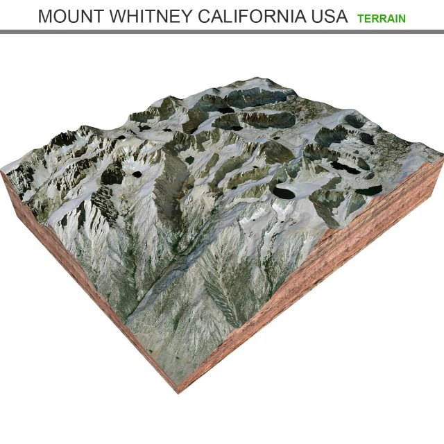 Mount Whitney California USA Terrain 3D Model .c4d .max .obj .3ds .fbx .stl .blend 