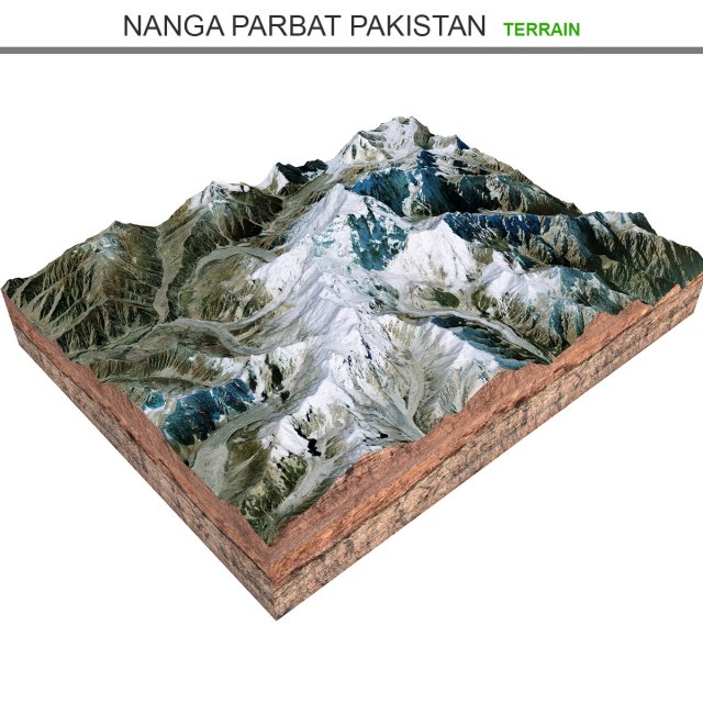 Nanga Parbat Pakistan Terrain  3D Model .c4d .max .obj .3ds .fbx .lwo .lw .lws