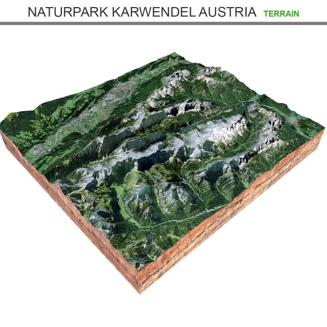 Naturpark Karwendel Austria Terrain  3D Model .c4d .max .obj .3ds .fbx .lwo .lw .lws
