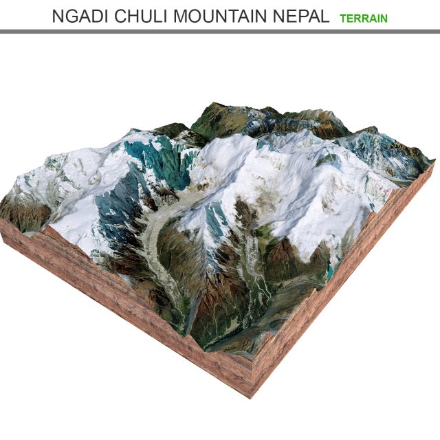 Ngadi Chuli Mountain Nepal Terrain  3D Model .c4d .max .obj .3ds .fbx .lwo .lw .lws