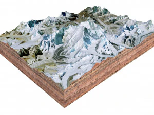 Nuptse Mountain Nepal Terrain 3D Model