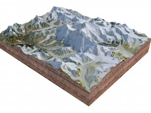 Nuptse Mountain Nepal Terrain 3D Model