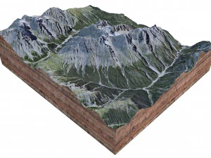 Piz Zuort Mountain Switzerland Terrain 3D Model