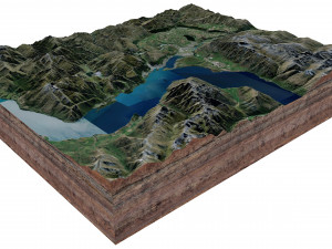 Queenstown Terrain New Zealand Terrain Modelo 3D