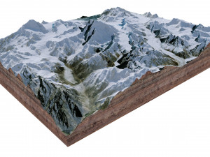 Saltoro Kangri Mountain Pakistan Terrain 3D मॉडल