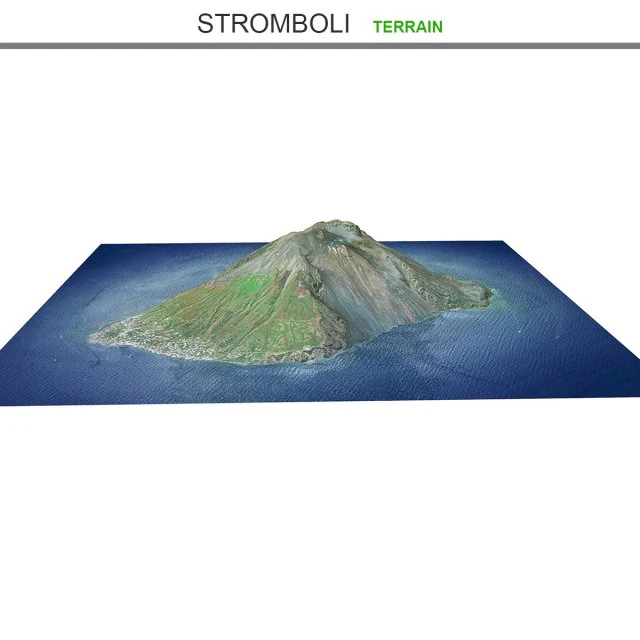 Stromboli Terrain 3D Model .c4d .max .obj .3ds .fbx .stl .blend 