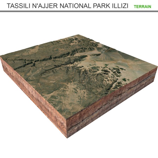 Tassili NAjjer National Park Illizi Algeria Terrain 3Dモデル .c4d .max .obj .3ds .fbx .stl .blend 