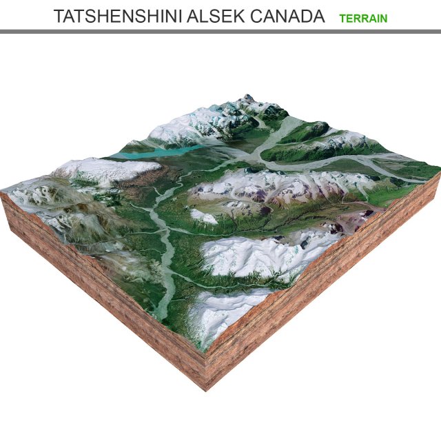 Tatshenshini Alsek Canada Terrain  3D Model .c4d .max .obj .3ds .fbx .lwo .lw .lws