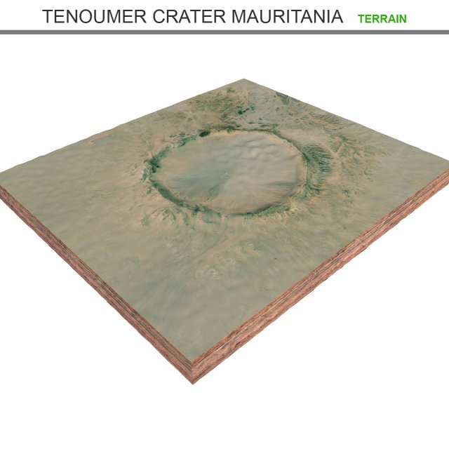 Tenoumer Crater Mauritania Terrain  3D Model .c4d .max .obj .3ds .fbx .lwo .lw .lws