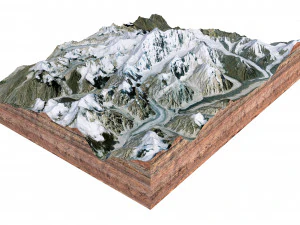Tirich Mir Mountain Pakistan Terrain 3D Model