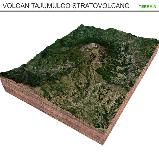 Volcan Tajumulco Stratovolcano Guatemala Terrain 3Dモデル .c4d .max .obj .3ds .fbx .stl .blend 