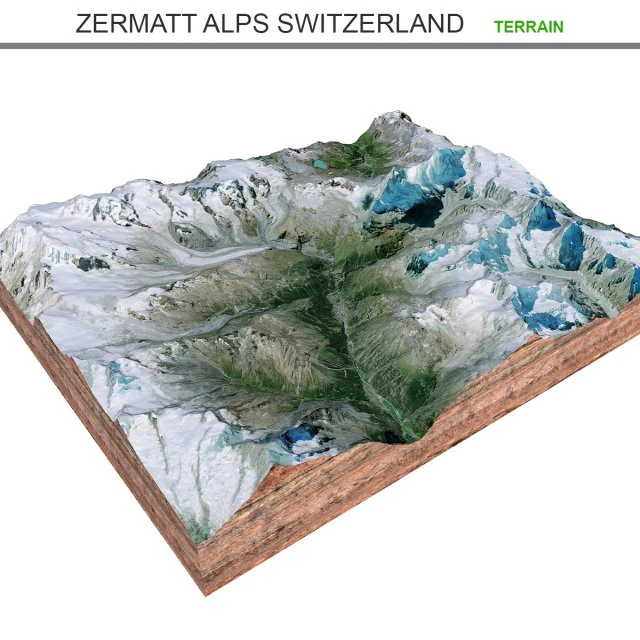 Zermatt Alps Switzerland Terrain 3D Model .c4d .max .obj .3ds .fbx .stl .blend 