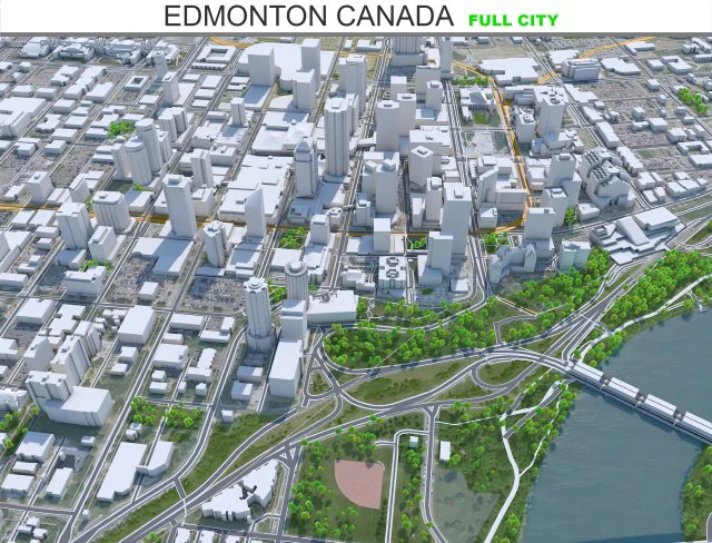Edmonton city Canada 3D Model .c4d .max .obj .3ds .fbx .stl .blend 