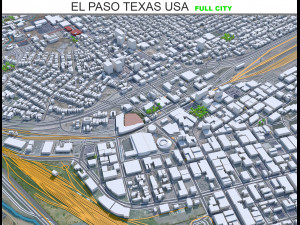 El Paso Texas city USA 60km 3D Model