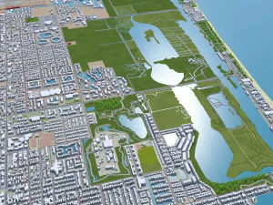 Fort Lauderdale city Florida USA 40km 3D Model