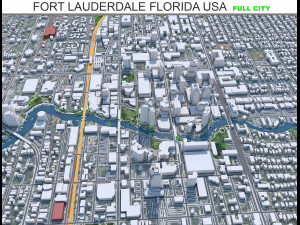 Fort Lauderdale city Florida USA 40km 3D Модель
