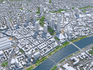 Frankfurt city Germany 60km 3D-Modell