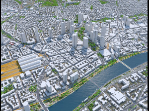 Frankfurt city Germany 60km 3D-Modell