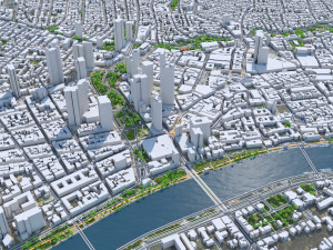 Frankfurt city Germany 60km 3D-Modell