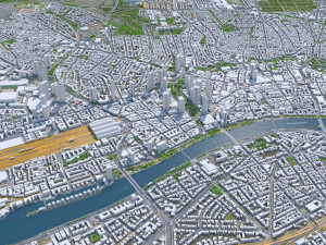 Frankfurt city Germany 60km 3D-Modell
