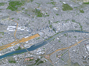 Frankfurt city Germany 60km 3D-Modell