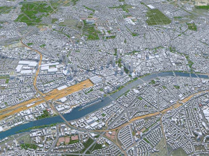 Frankfurt city Germany 60km 3D Model