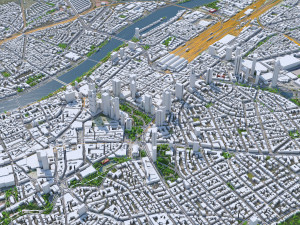 Frankfurt city Germany 60km 3D-Modell