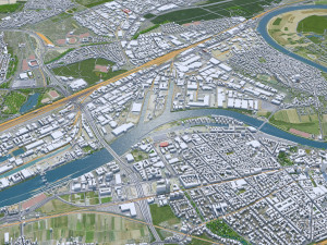 Frankfurt city Germany 60km 3D-Modell