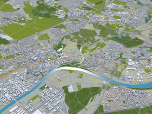 Frankfurt city Germany 60km 3D-Modell