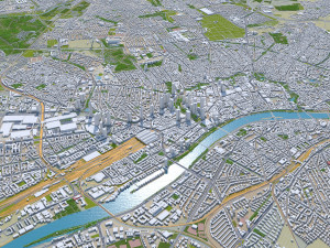 Frankfurt city Germany 60km 3D-Modell